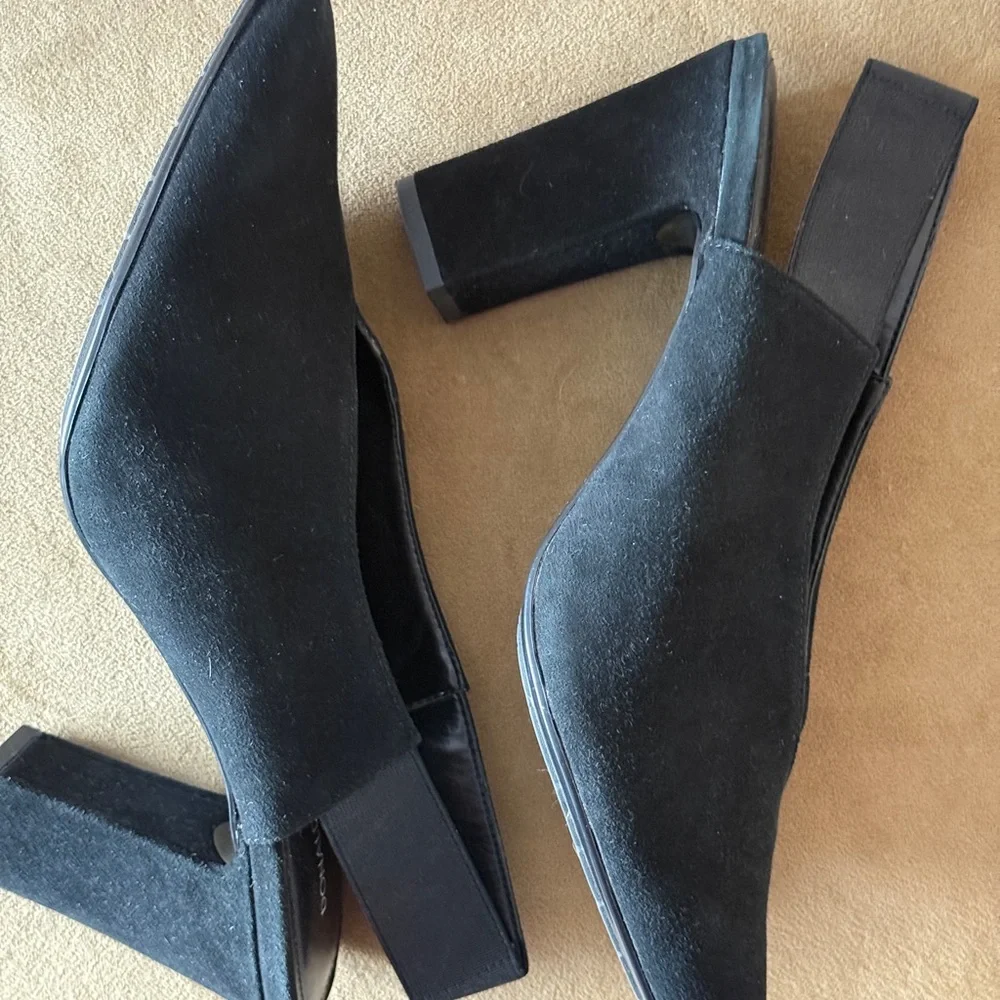Donald Pliner Black Suede High Heel Sling-back Pointed Toe Pumps Size 9.5 Med